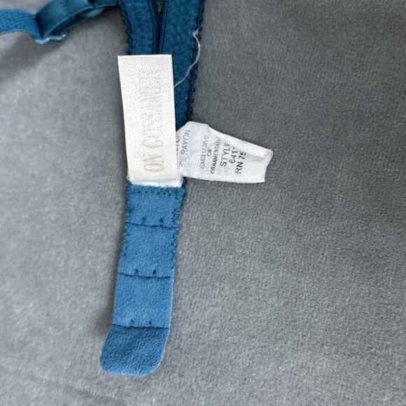 Vintage On Gossamer Bra 90s Padded Lined Push Up 34A Teal Lace Underwire AS IS - Picture 8 of 9